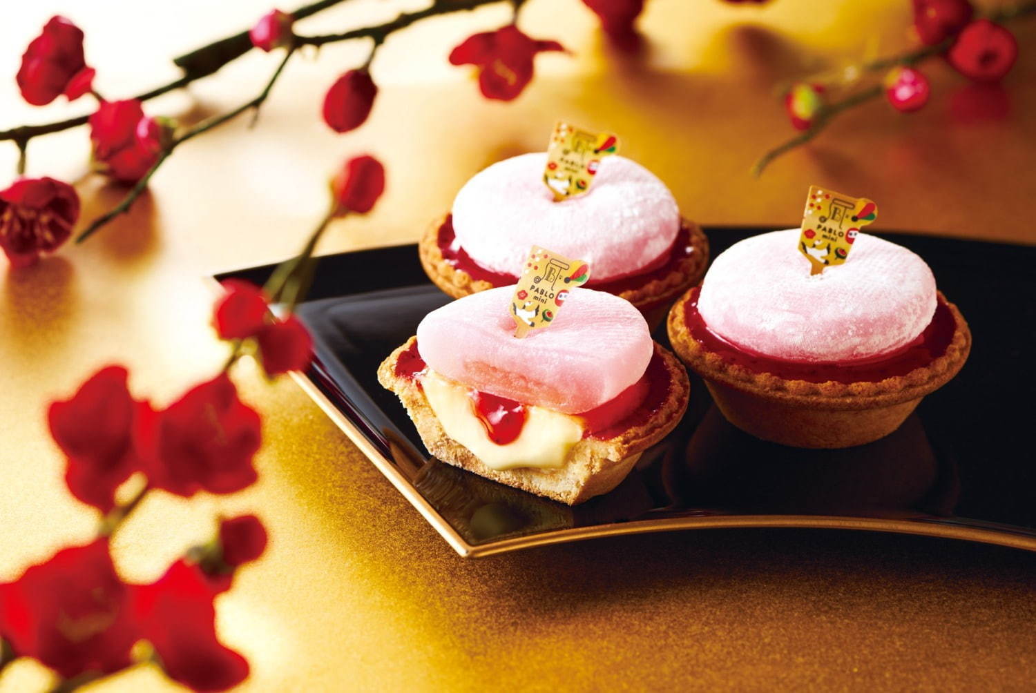 パブロミニから、新年限定“いちご大福”のチーズタルト パブロミニから、新年限定“いちご大福”のチーズタルト