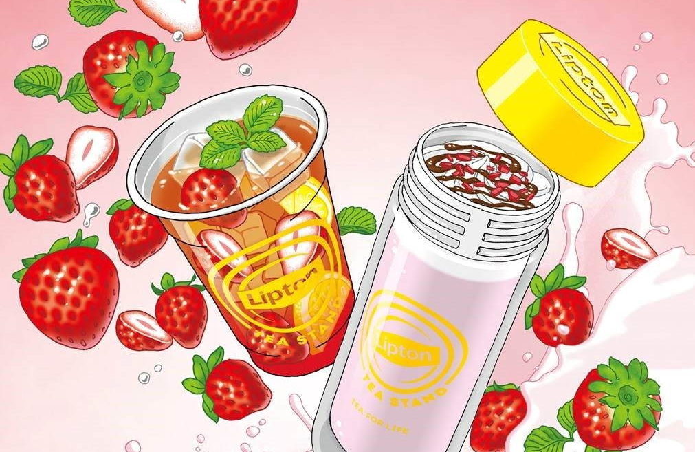 リプトン ティー スタンドから、“苺”の限定ドリンク「Fruits in Tea いちご」「Milk Tea いちご」