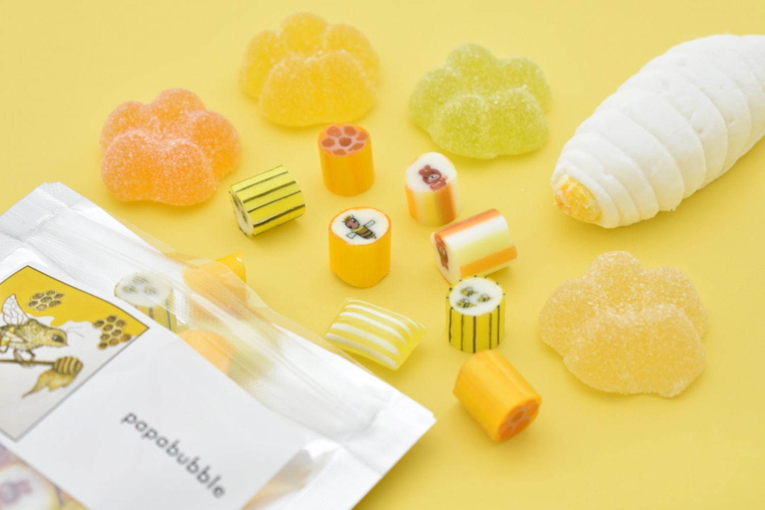 パパブブレから、「世界蜂の日」限定の“蜂の子”マシュマロやミツバチキャンディ パパブブレから、「世界蜂の日」限定の“蜂の子”マシュマロやミツバチキャンディ