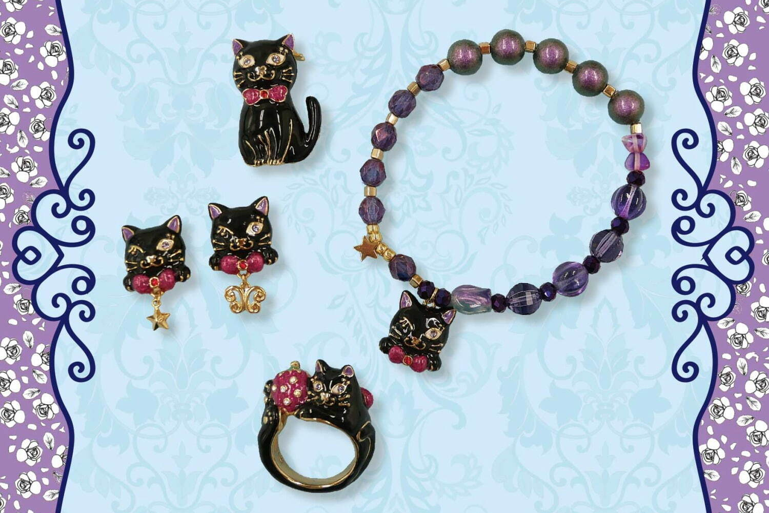 アナスイから、黒猫「ティティ」モチーフのアクセサリーが発売