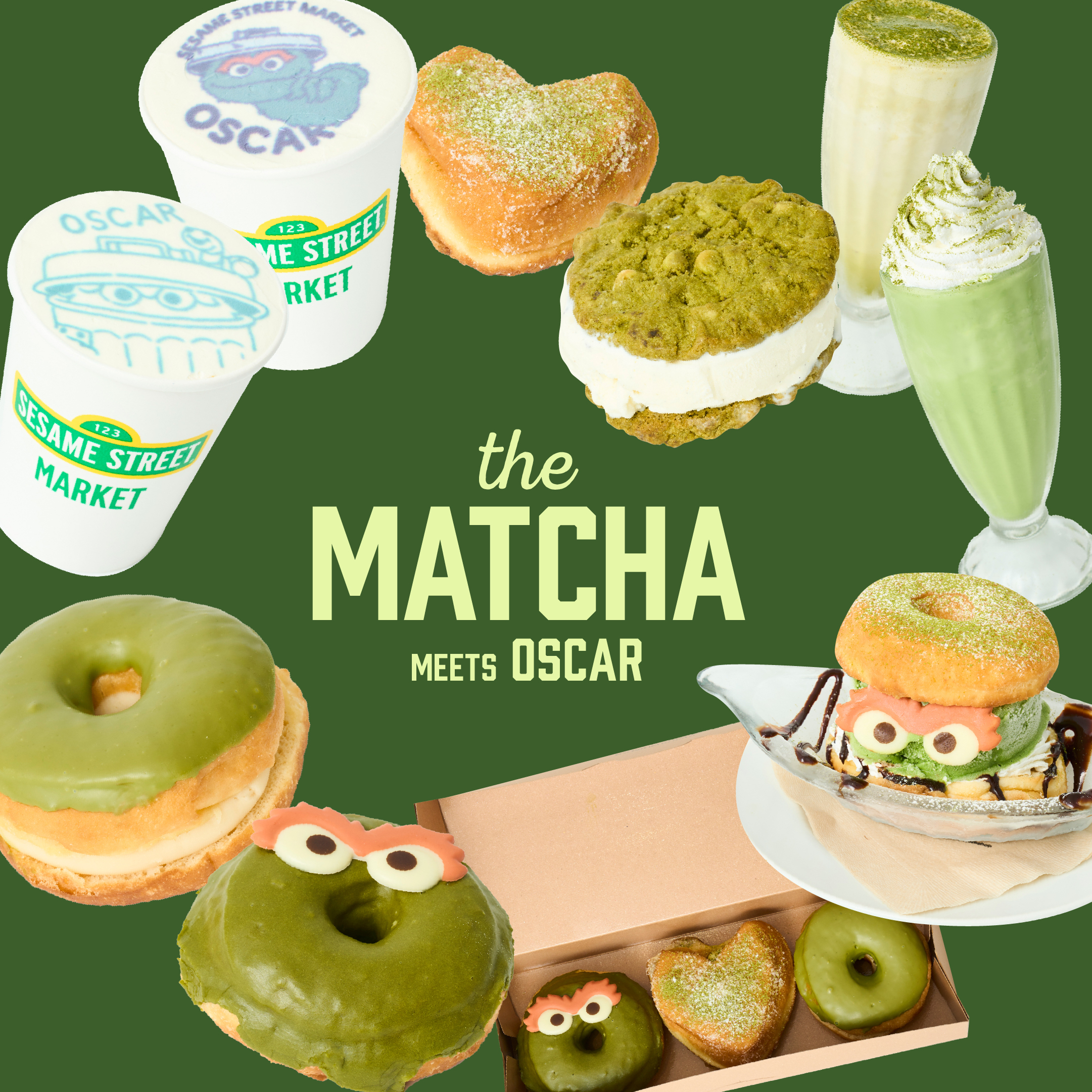 セサミストリートマーケットから、オスカーをイメージした宇治抹茶の
